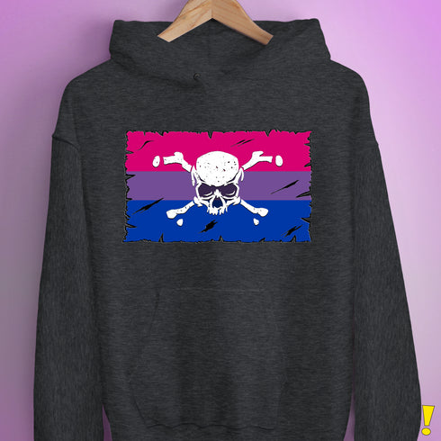 Bisexual Pride Pirate Flag Hoodie - Dark Grey Heather